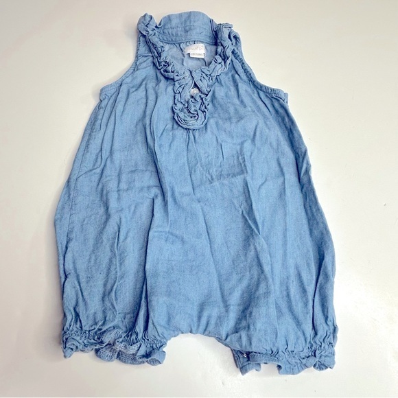 Mud Pie Other - Mudpie Mini Sailor‎ Chambray Ruffle Romper Size 9-12 Months
